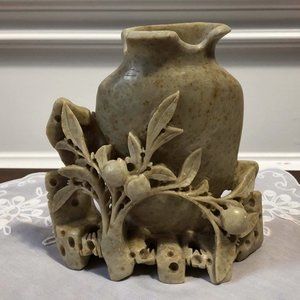 Hand carved soapstone vase